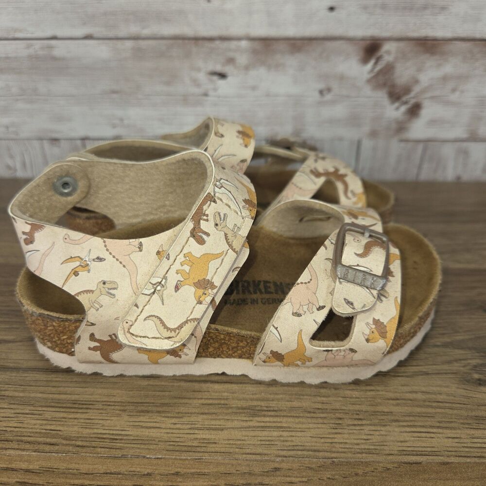 Birkenstock Colorado Big Dino Print Little Girls Toddler Beige Sandals Size 6c